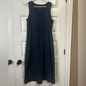 Pact Organic Cotton Classic Navy Sleeveless Midi Maxi Dress Sz Medium